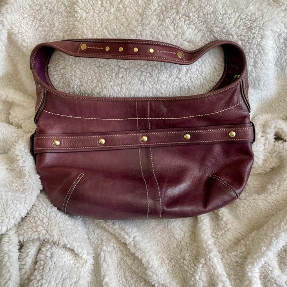 Coach Vintage | Y2k Ergo Hobo Shoulder Bag Leather, Purple (Cranberry) - Picture 3 of 5
